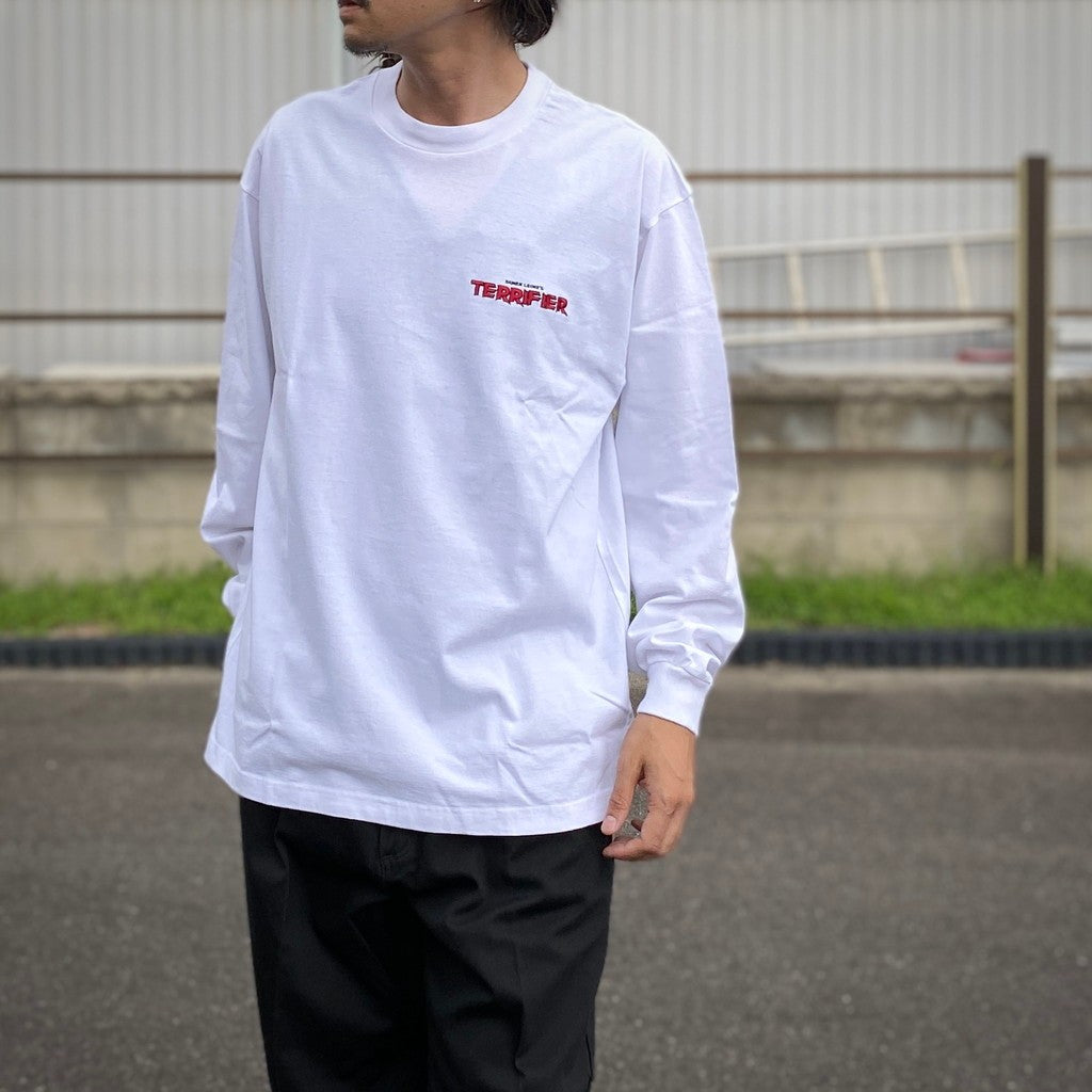 TERRIFIER | WASHED HEAVY WEIGHT CREW NECK LONG SLEEVE T-SHIRT #WHITE [TERRIFIER-WM-LT01]