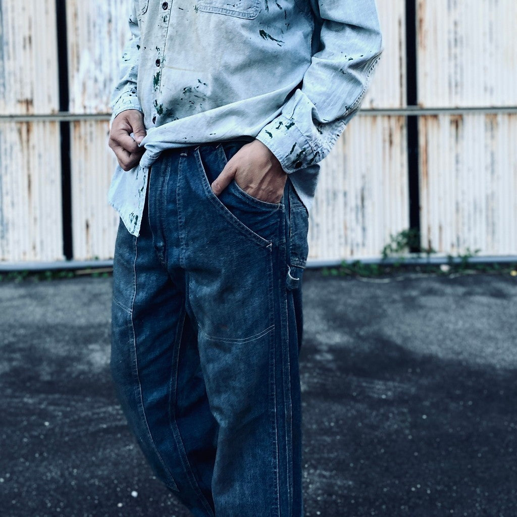 DOUBLE KNEE INDIGO DENIM PANTS #INDIGO [BWU-DKIDP]