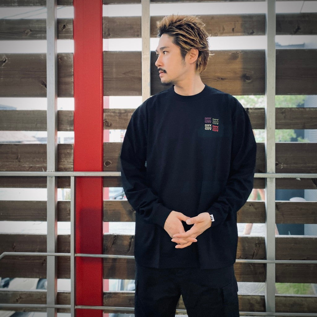 EMBROIDERED LOGO COTTON L/S T-SHIRT_CCCC #BLACK [CCC-251T003	]