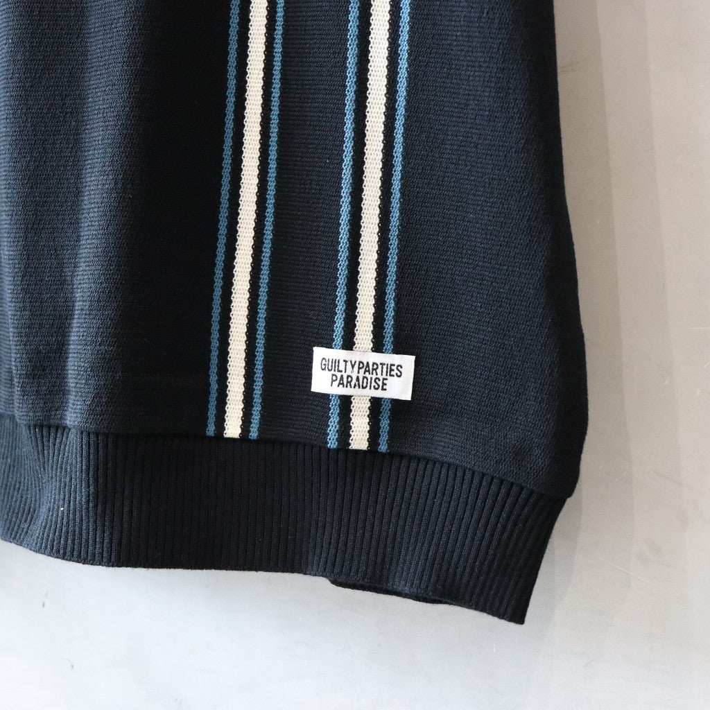 條紋針織 POLO 衫 #黑色 [24SS-WMK-KN12]