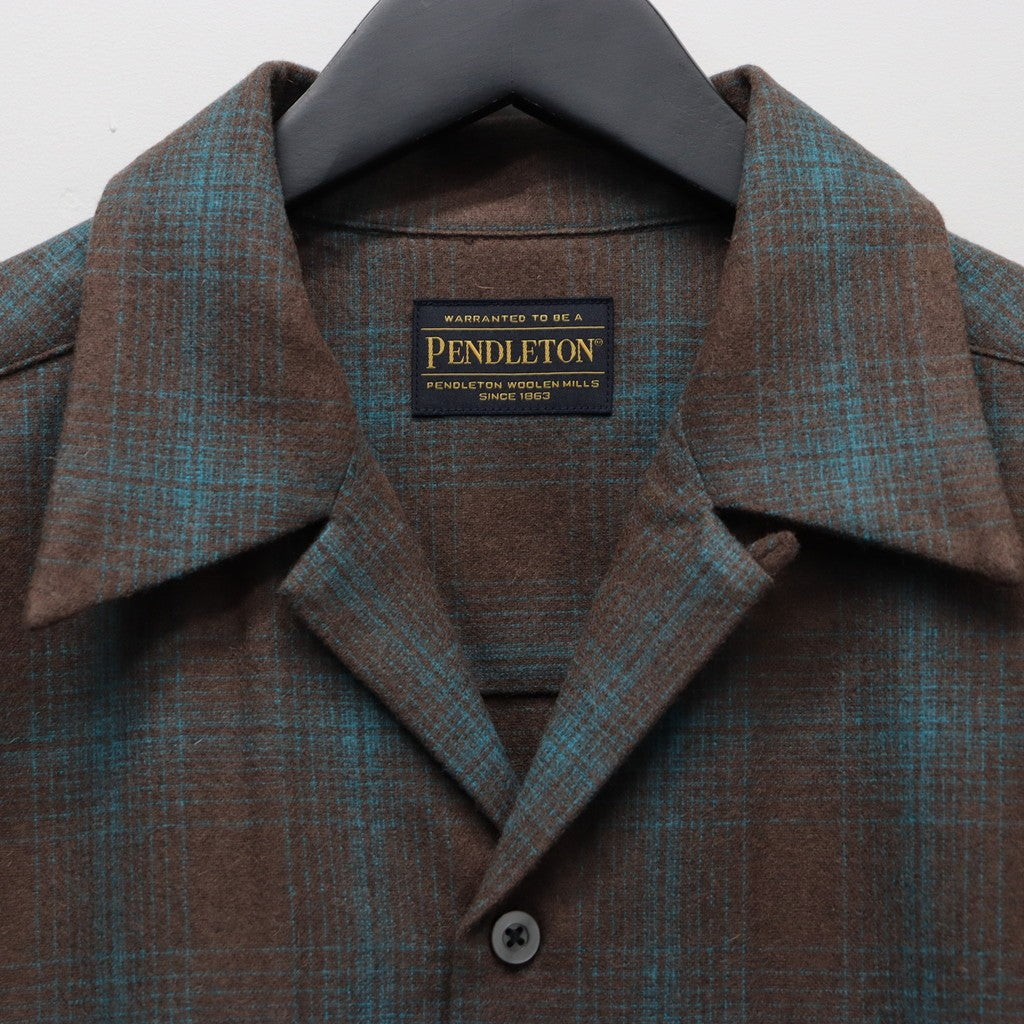 PENDLETON | WOOL OMBRE CHECK OPEN COLLAR SHIRT L/S ( TYPE-3 ) #BROWN-BLUE [25FW-WMS-PE03]