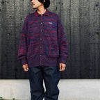 MIX KNIT CATDIGAN WITH BADGE #BLUE×BLACK×RED [CCC-263KN002]