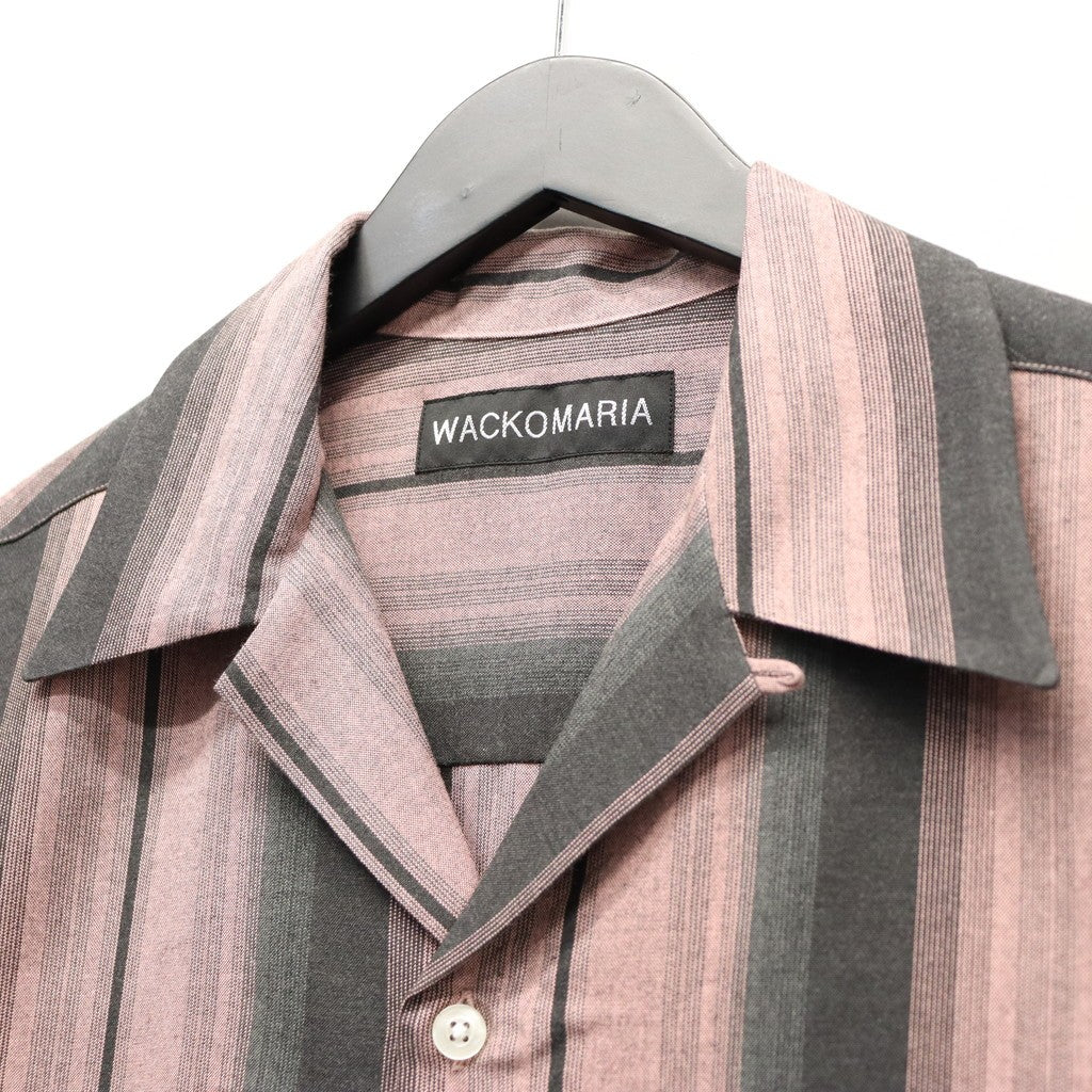 OMBRE STRIPED OPEN COLLAR SHIRT S/S #PINK [26SS-WMS-OC12]