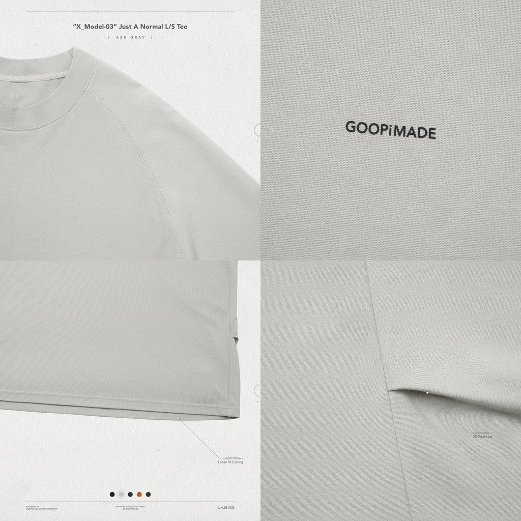 "X_Model-03" 普通長袖T卹 #灰燼 [GOOPI-24AW-NOV-01]