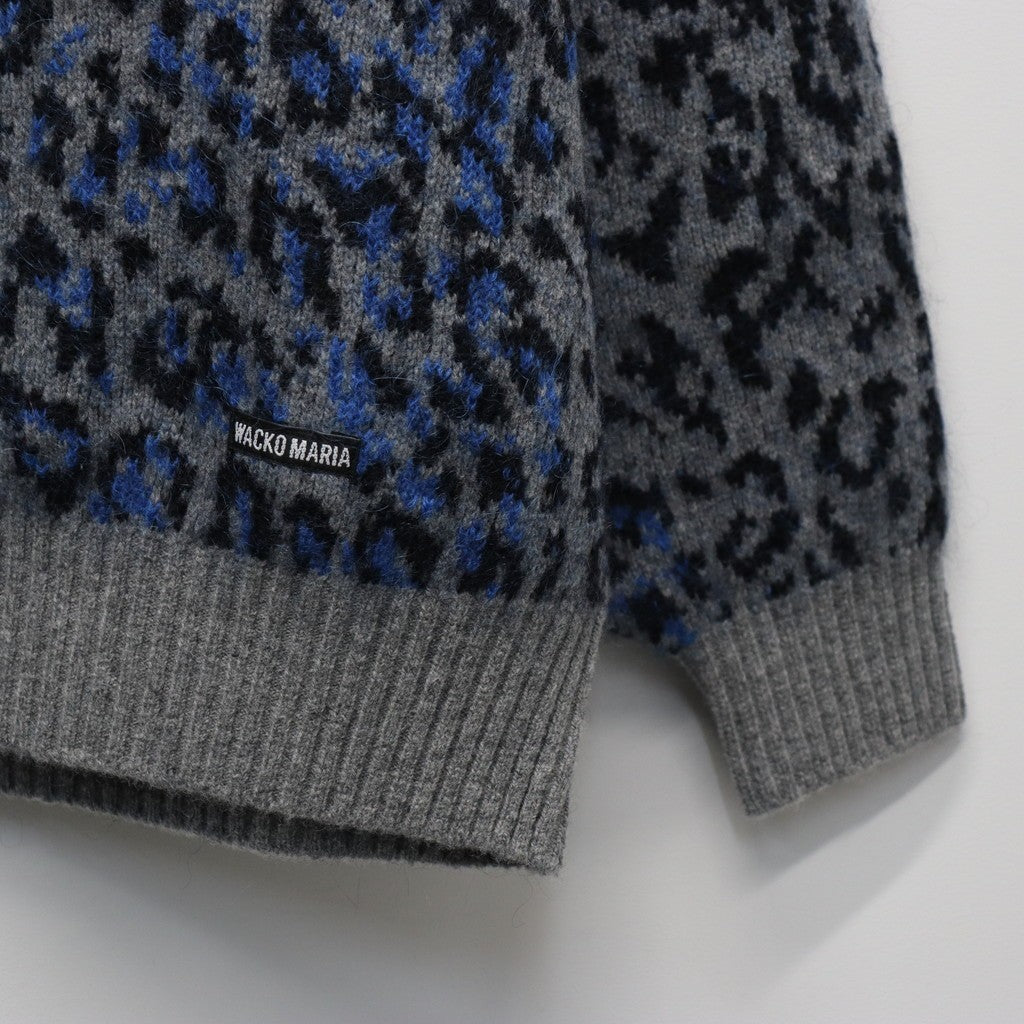 LEOPARD MOHAIR CREW NECK SWEATER #GRAY [25FW-WMK-KN07]
