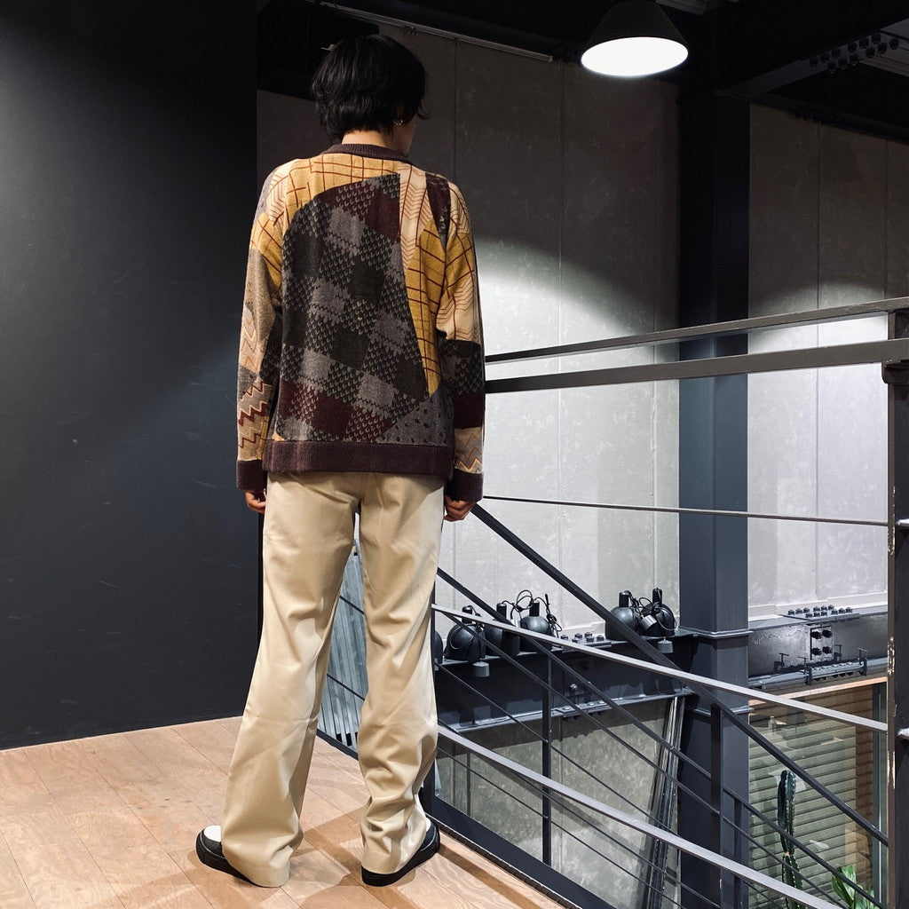 瘋狂圖案針織開襟衫#棕色 [SC2320-KN09]