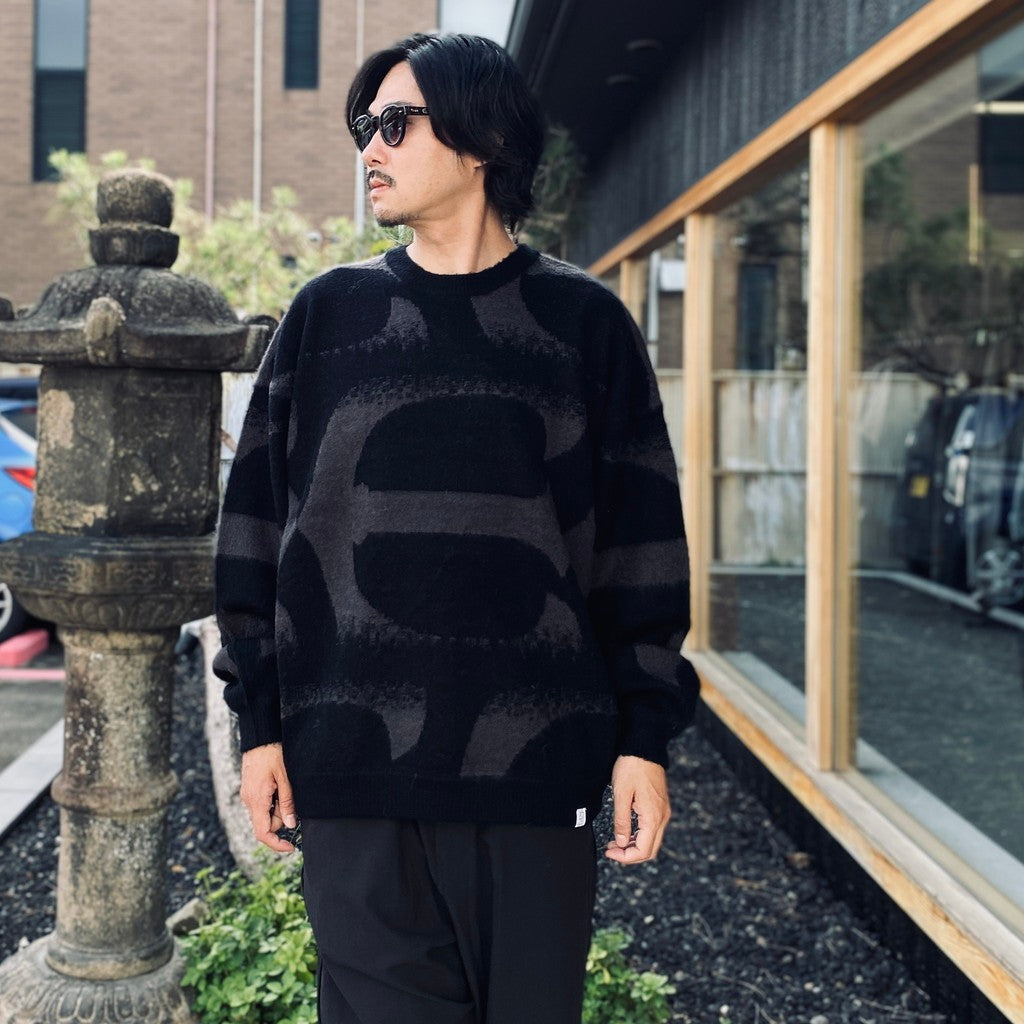 PATTERN MOHAIR KNIT #Black [26FW_KN01]