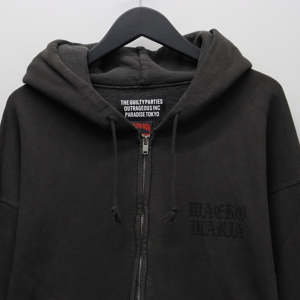 DEATH ROW RECORDS | WASHED MIDDLE WEIGHT FULL ZIP HOODED SWEAT SHIRT #GRAY [DEATHROW-WM-SS01]