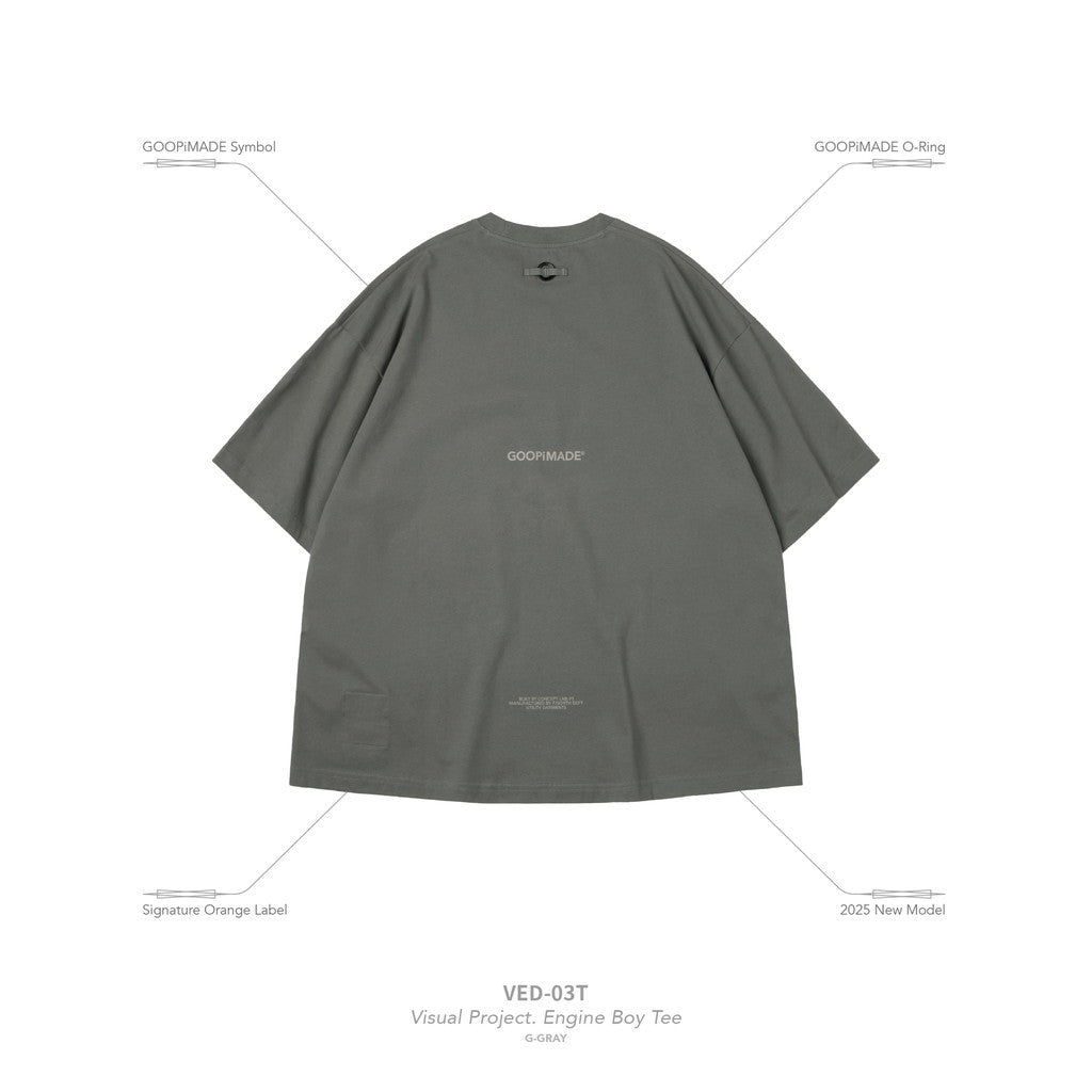 “VED-03T”視覺項目。引擎男孩T卹 #G-GRAY [GOOPI-25SS-APR-04]
