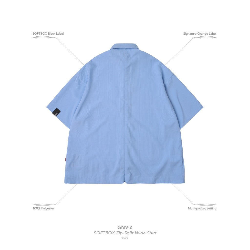 GNV-Z」 SOFTBOX Zip-Split Wide Shirt #BLUE [GOOPI-25SS-JUN-02