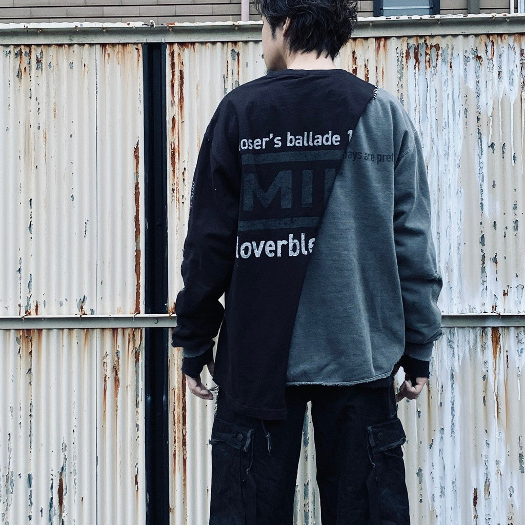 Bootleg Layered Crew Sweat (A MAN'S SHADOW) #AGED BLACK [M-P2-BG3]