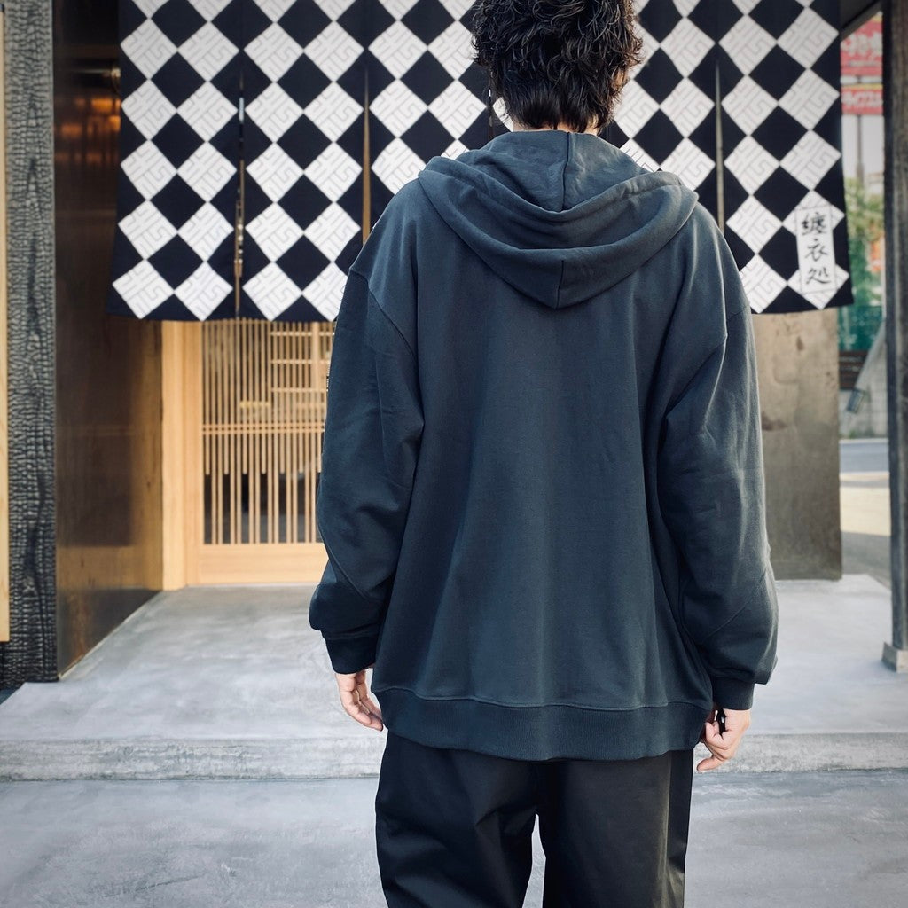 BIO WASHED EASY HOODIE ZIP UP #ASH CHARCOAL [HOD25AWSWEHZU]