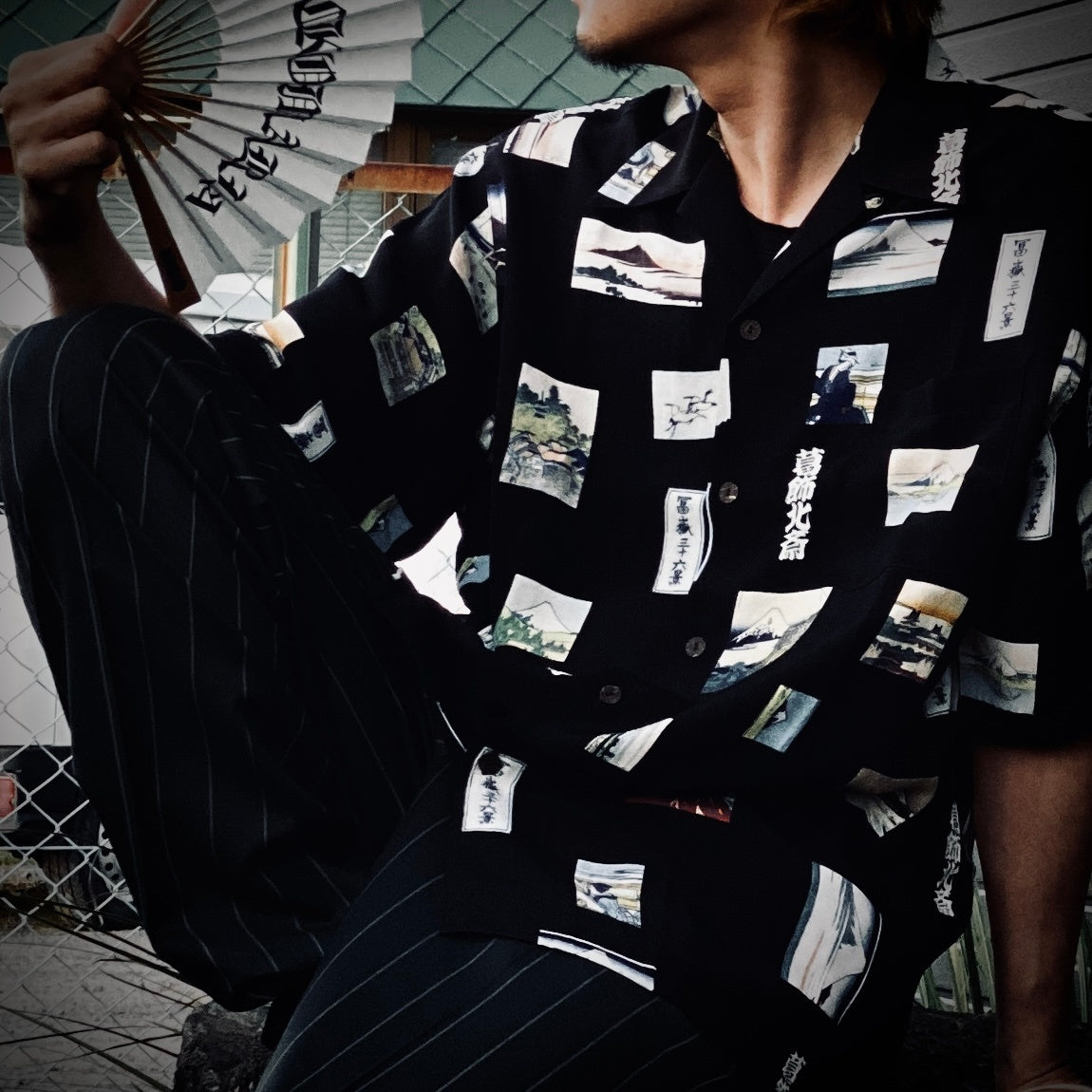葛飾北斎 | S/S HAWAIIAN SHIRT #BLACK [HOKUSAI-WM-HI01
