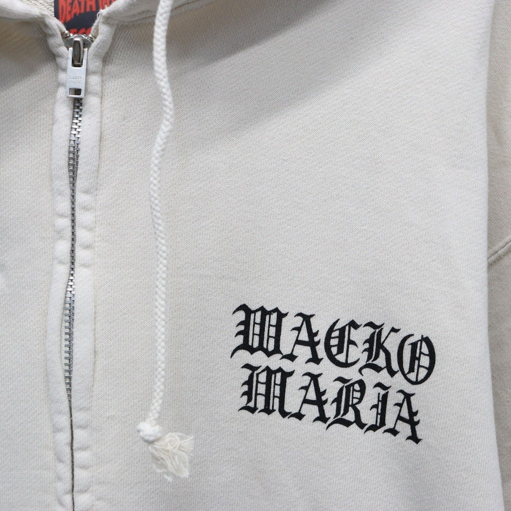 DEATH ROW RECORDS | WASHED MIDDLE WEIGHT FULL ZIP HOODED SWEAT SHIRT #IVORY [DEATHROW-WM-SS01]