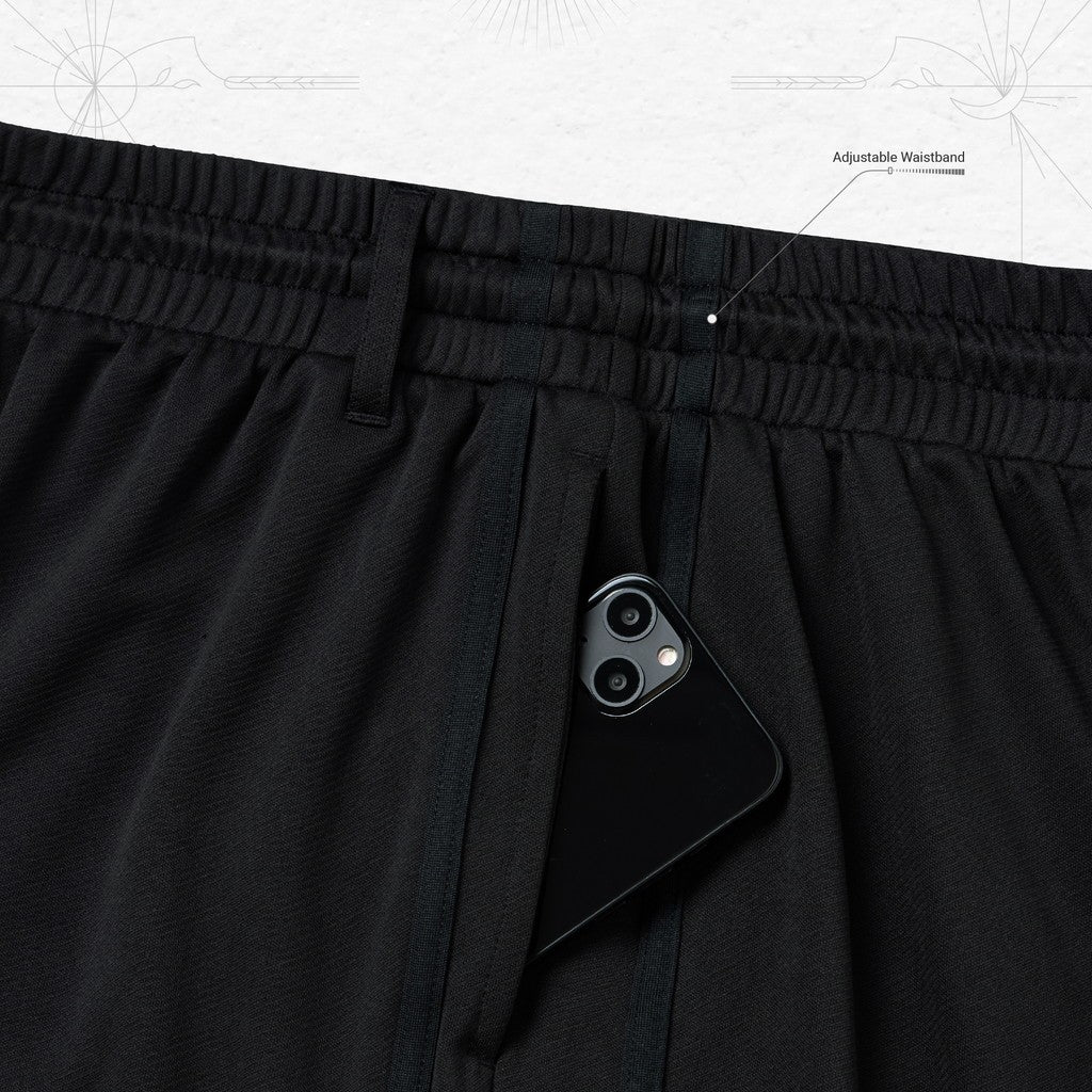"Rve-S3" Riverside Track Shorts #純黑色 [GOOPI-24SS-AUG-04]