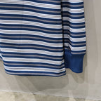 TECH DRAWSTRING MULTI BORDER L/S TEE #NAVY/GRAY [BE-34024]