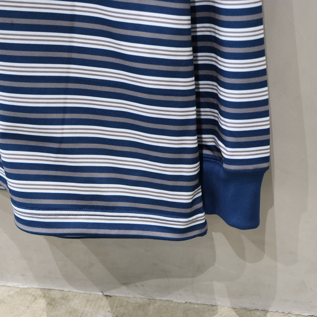 TECH DRAWSTRING MULTI BORDER L/S TEE #NAVY/GRAY [BE-34024]