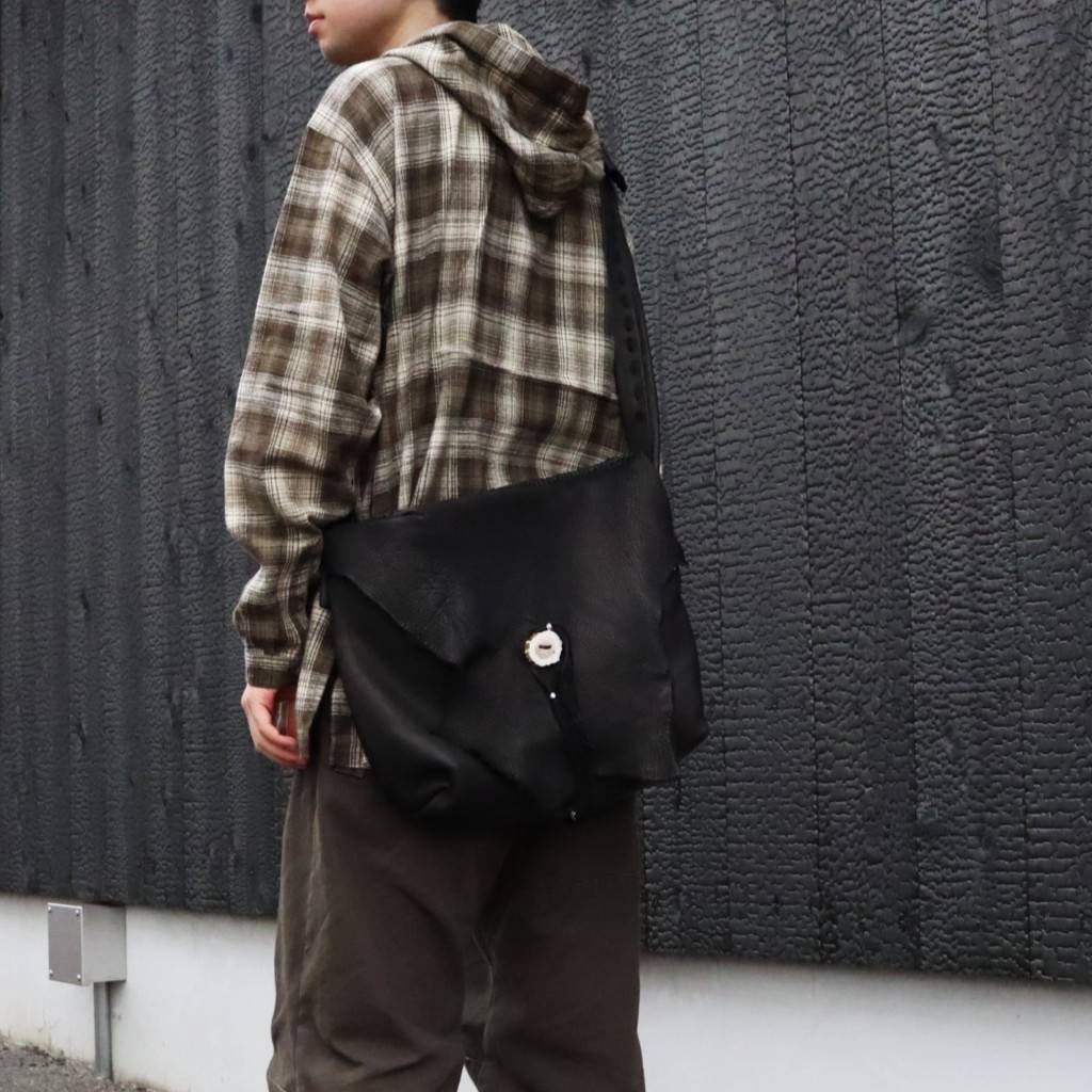 Early Morning | DEERSKIN LARGE MESSENGER BAG #BLACK [EM0924403]