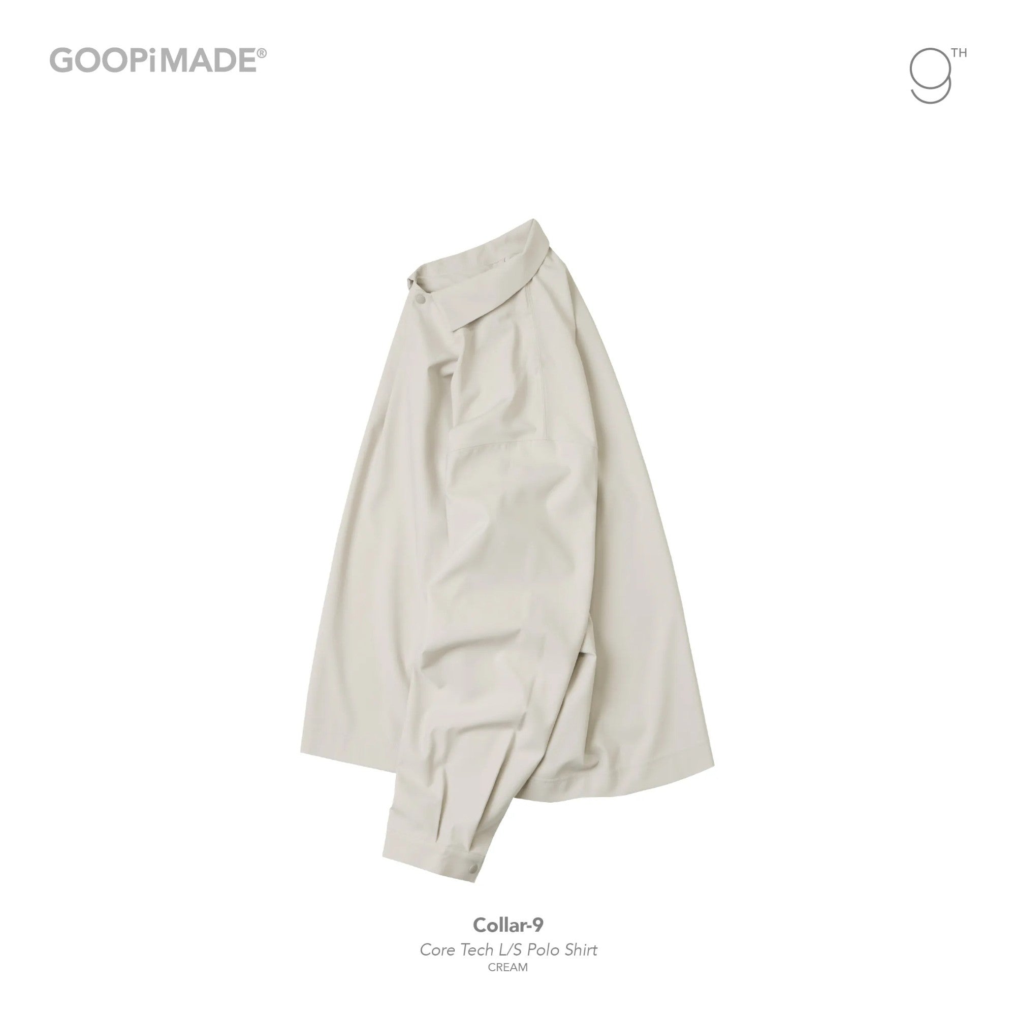 Collar-9 Core Tech 長袖 Polo 衫 #奶油色 [GOOPI-25AW-OCT-03]