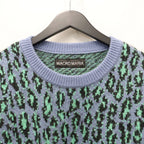 LEOPARD MOHAIR JACQUARD CREW NECK SWEATER #BLUE [26FW-WMK-KN16]