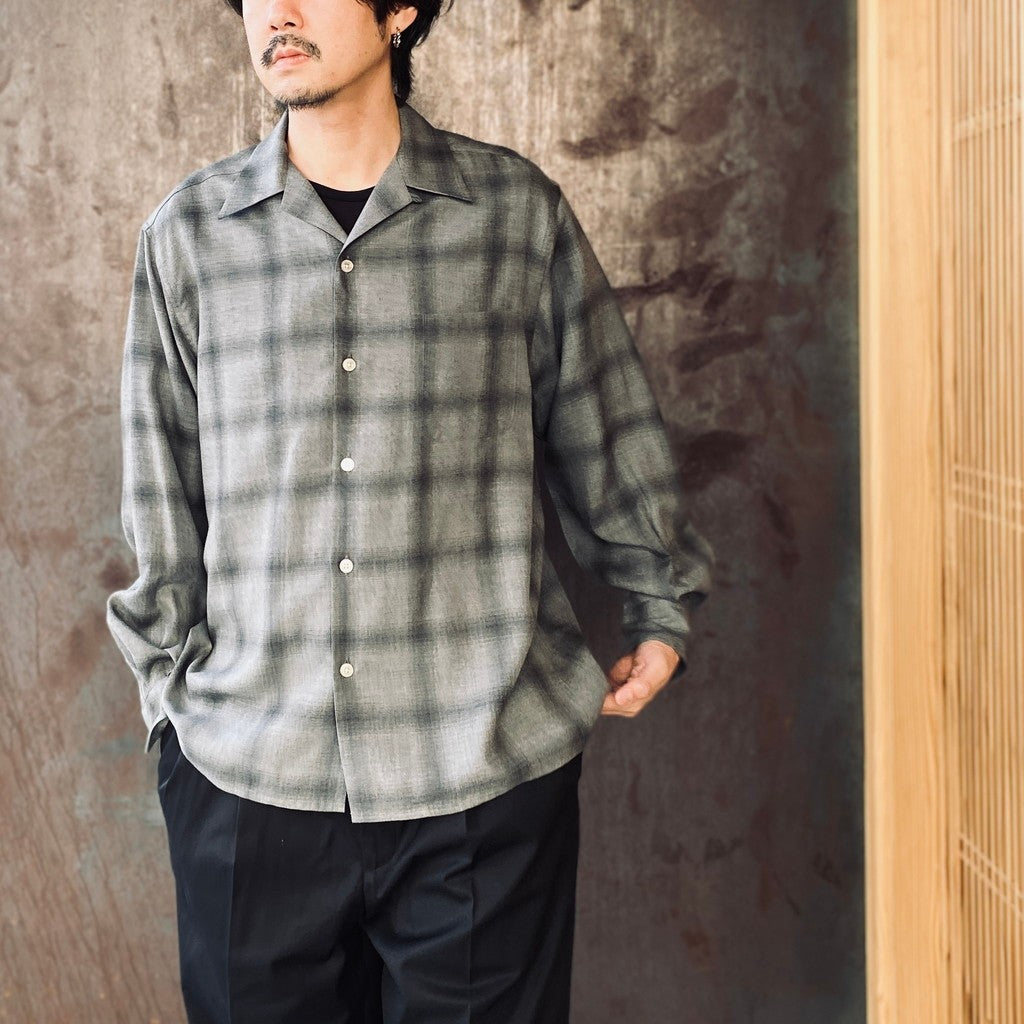 OMBRE CHECK OPEN COLLAR SHIRT L/S #GRAY [26SSE-WMS-OC03]