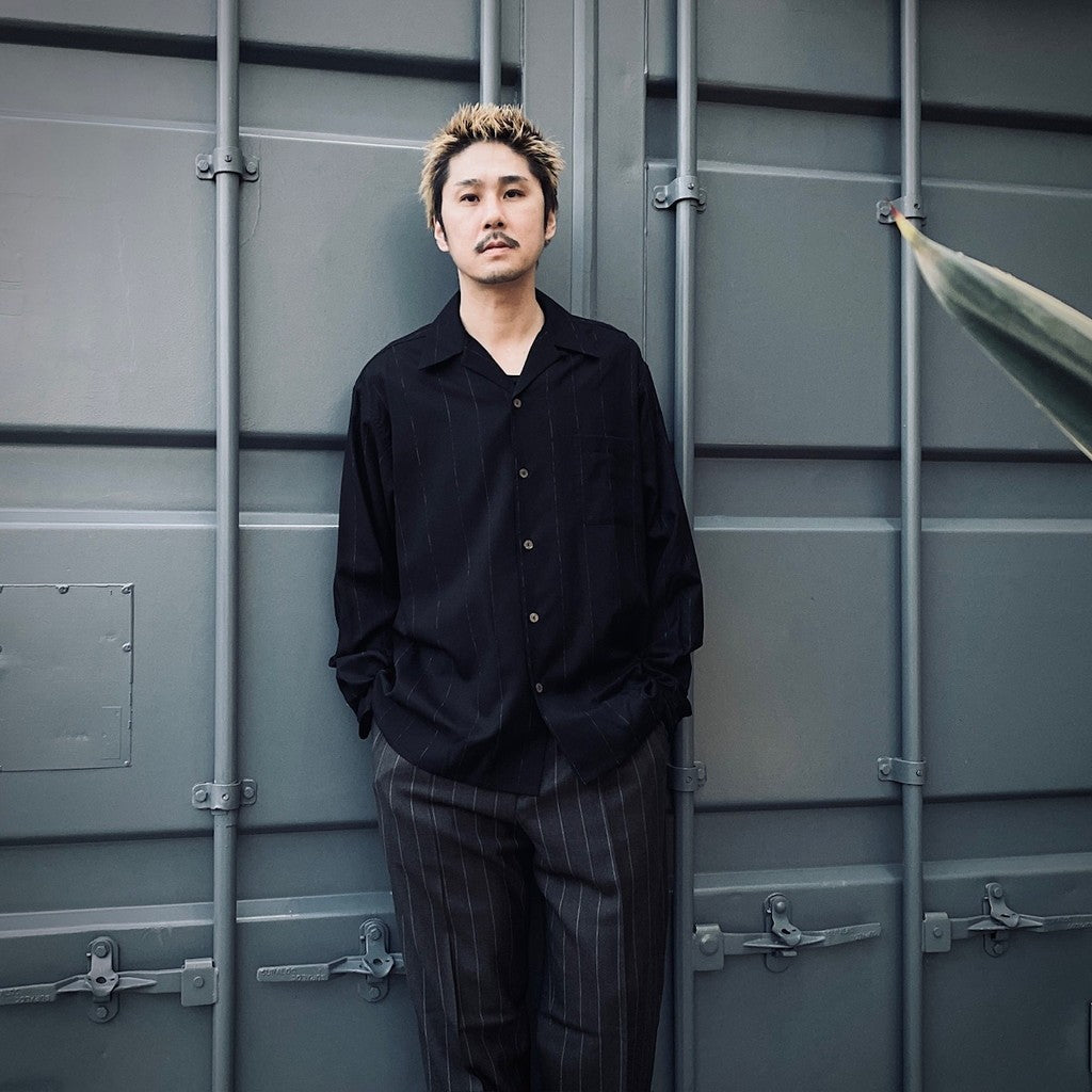 KASURI OPEN COLLAR SHIRT L/S #BLACK [25SSE-WMS-OC03]