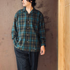PENDLETON | WOOL OMBRE CHECK OPEN COLLAR SHIRT L/S ( TYPE-1 ) #BROWN / BLUE [26FW-WMS-PE01]