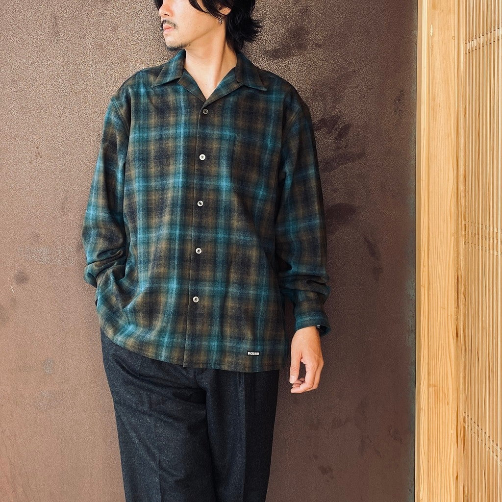 PENDLETON | WOOL OMBRE CHECK OPEN COLLAR SHIRT L/S ( TYPE-1 ) #BROWN / BLUE [26FW-WMS-PE01]
