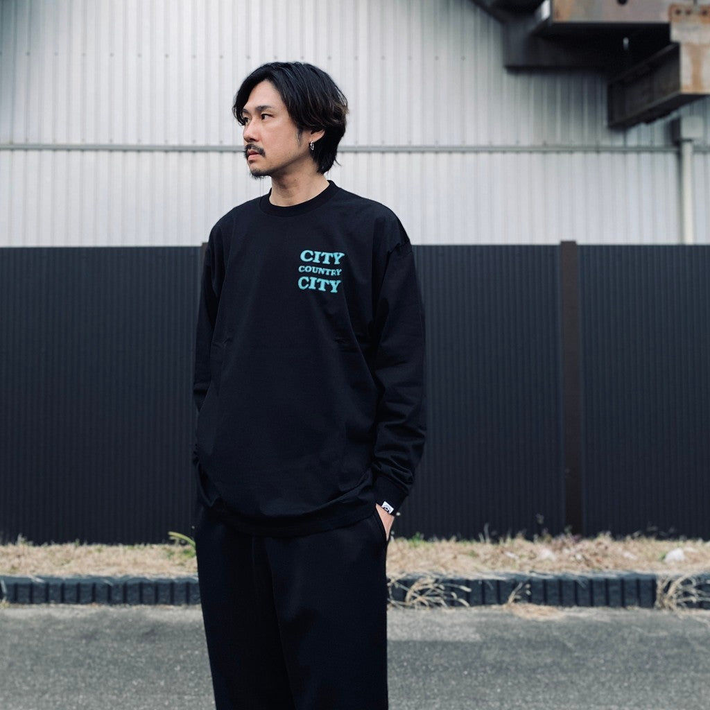COTTON L/S T-SHIRT_CITY COUNTRY CITY #BLACK [CCC-261T002]