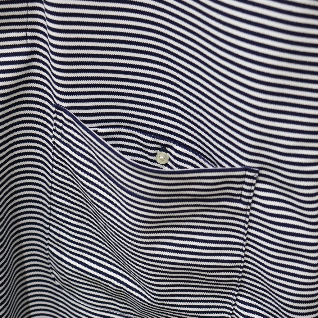 TECH POLO SHIRTS L/S #WHITE/NAVY BORDER [BE-31024]