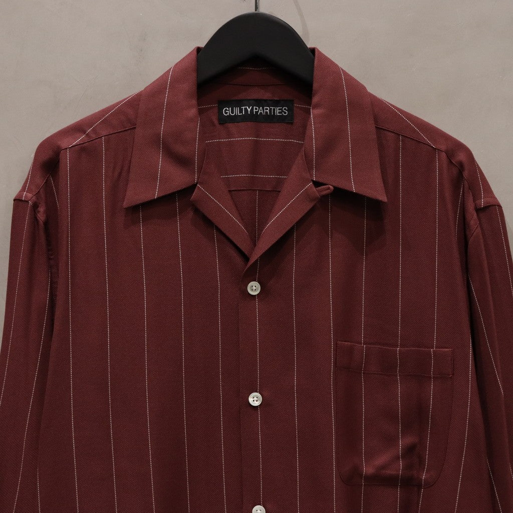 STRIPED OPEN COLLAR SHIRT L/S ( TYPE-2 ) #BURGUNDY [24FW-WMS-OC06]