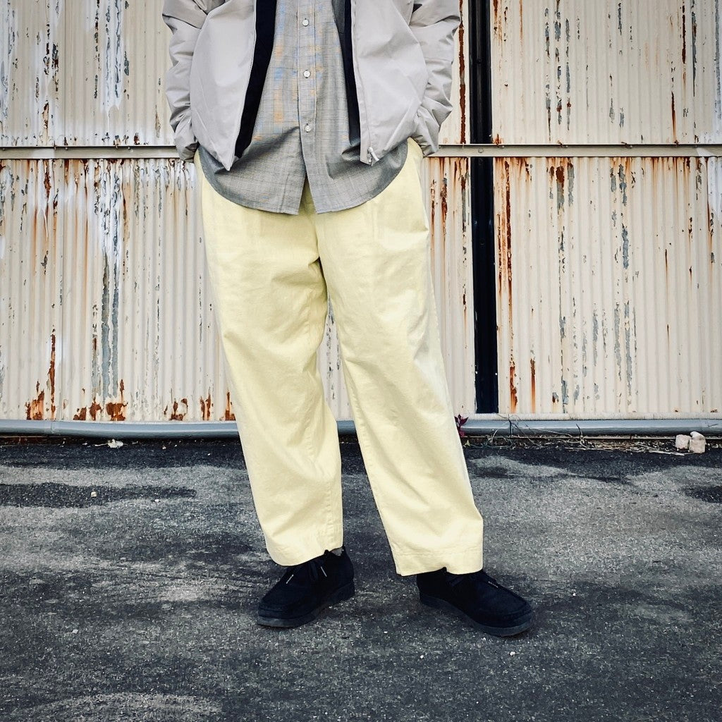 2TUCK WIDE CUT&SEW PANTS #L-YELLOW [AY-1027]