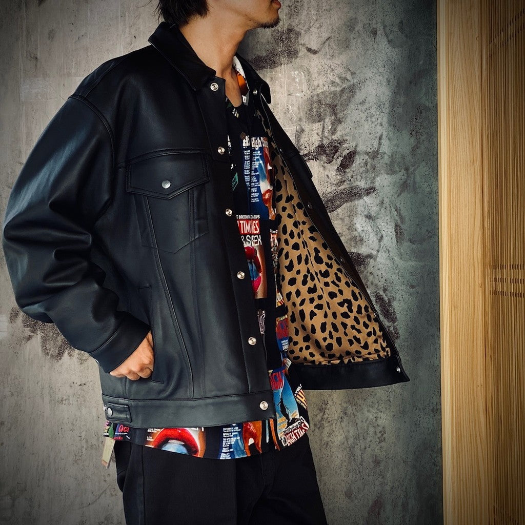 LEATHER TRUCKER JACKET ( TYPE-2 ) #BLACK [25FWE-WMO-BL02]