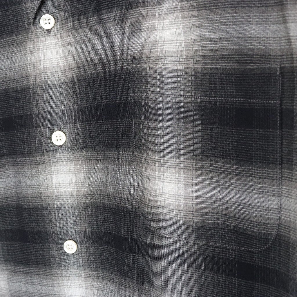 漸層格紋開領襯衫 短袖（TYPE-2）#灰色 [25SS-WMS-OC03]