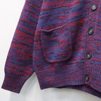 MIX KNIT CATDIGAN WITH BADGE #BLUE×BLACK×RED [CCC-263KN002]