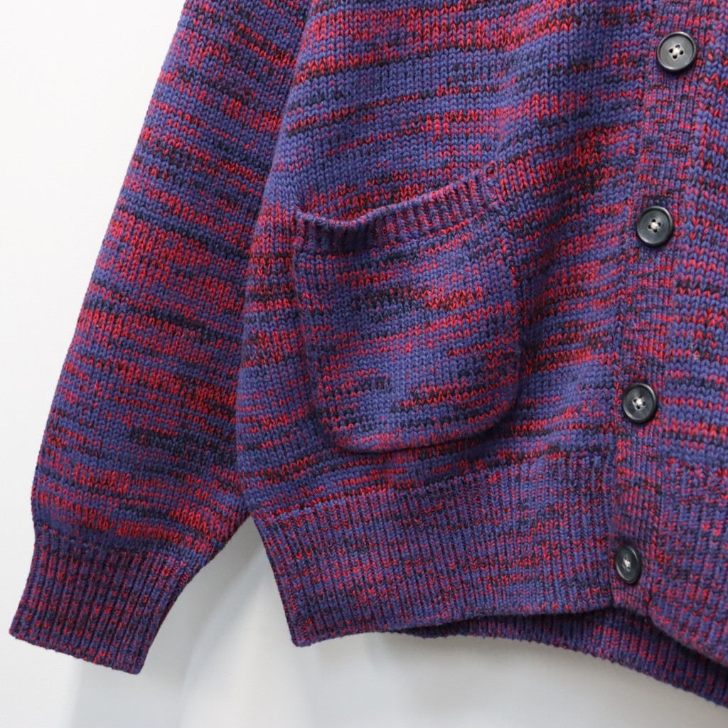 MIX KNIT CATDIGAN WITH BADGE #BLUE×BLACK×RED [CCC-263KN002]