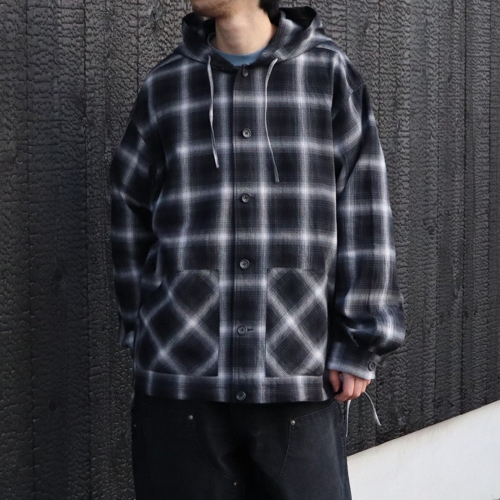 Ombre Plaid Hooded Shirt #Black Plaid [SD26S-SH03]