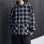 Ombre Plaid Hooded Shirt #Black Plaid [SD26S-SH03]