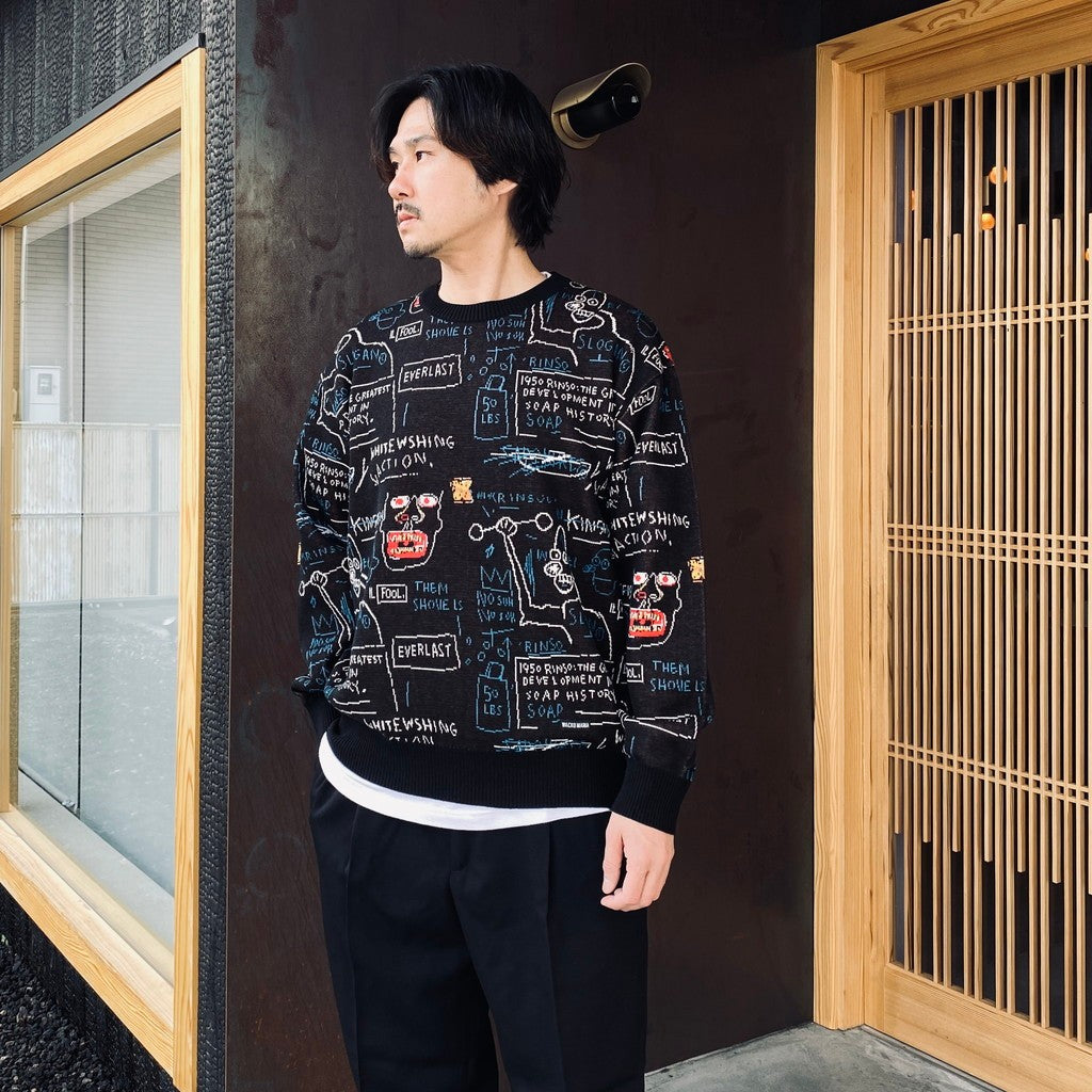 JEAN-MICHEL BASQUIAT | CREW NECK SWEATER ( TYPE-1 ) #ONE [BASQUIAT-WM-KN11]