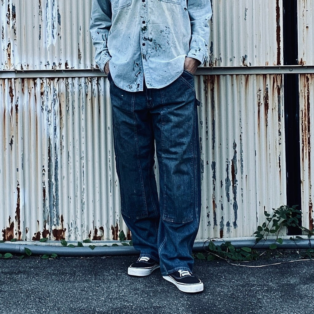 DOUBLE KNEE INDIGO DENIM PANTS #INDIGO [BWU-DKIDP]