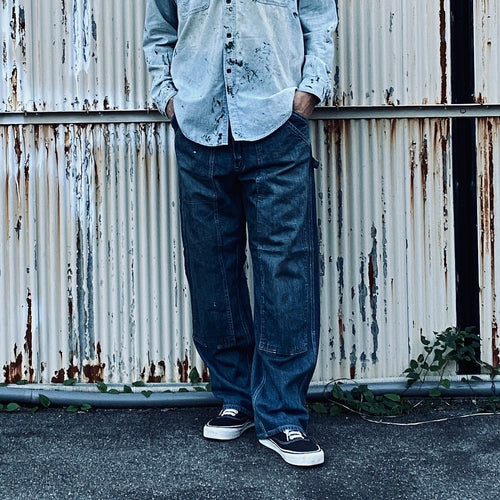 DOUBLE KNEE INDIGO DENIM PANTS #INDIGO [BWU-DKIDP]