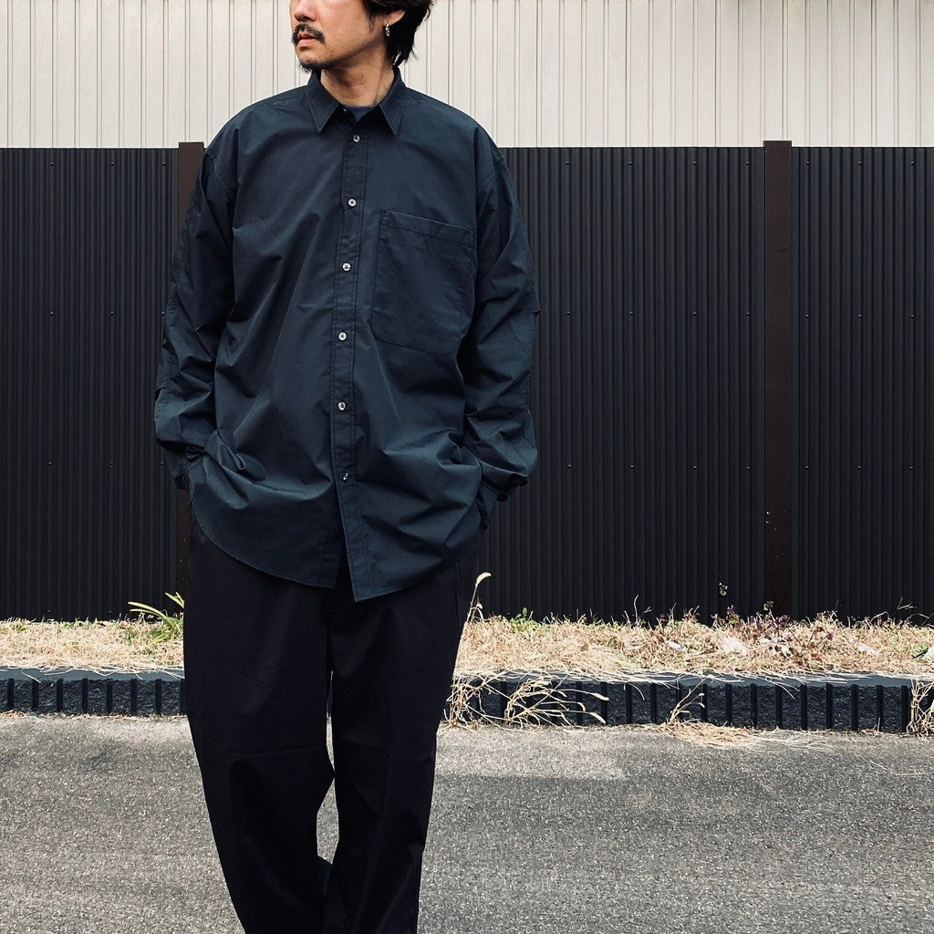 TECH REGULAR COLLAR SHIRT L/S SOLID #INK BLACK [BE-81026]