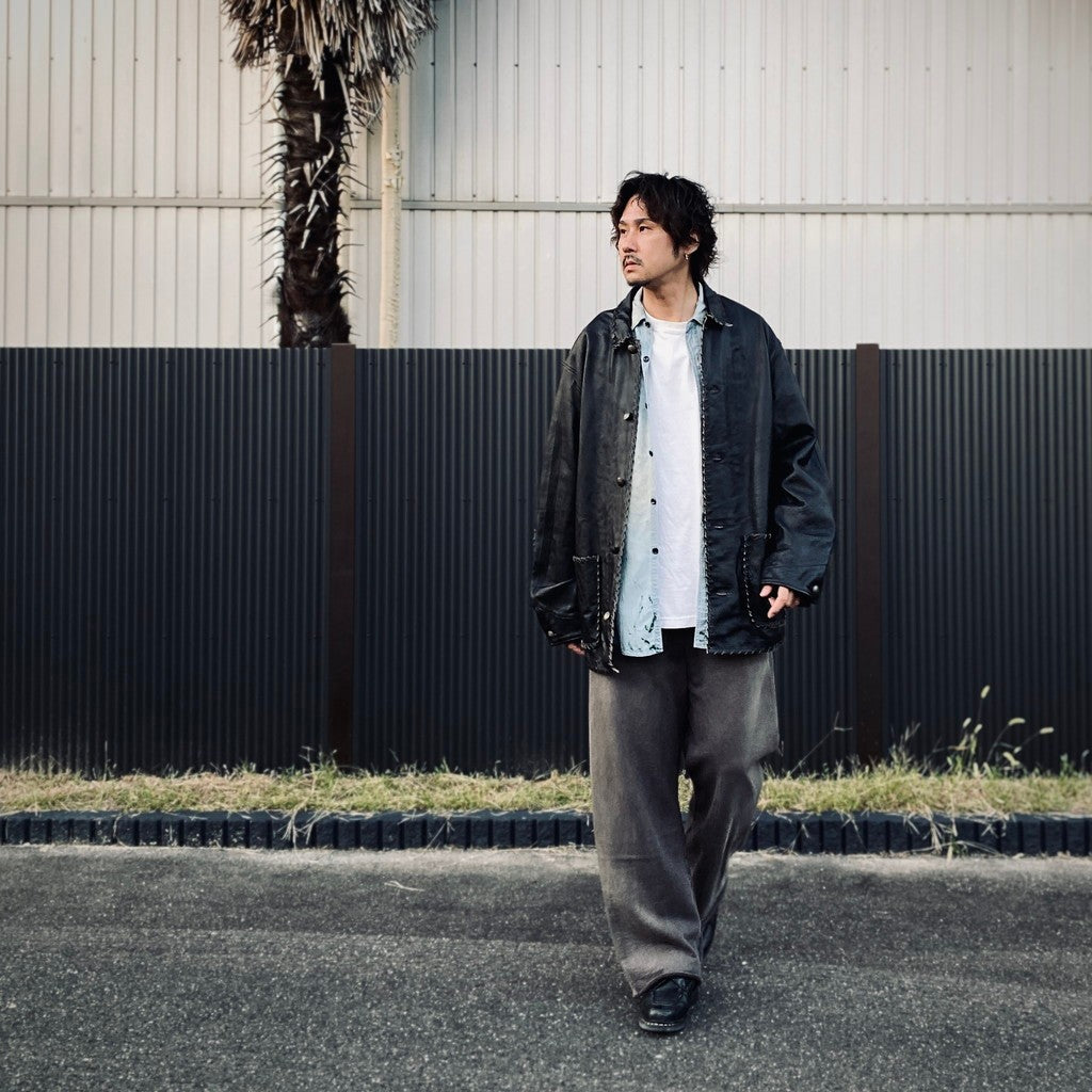 編織皮革連身工作服 #黑色 [BW252-BLC]