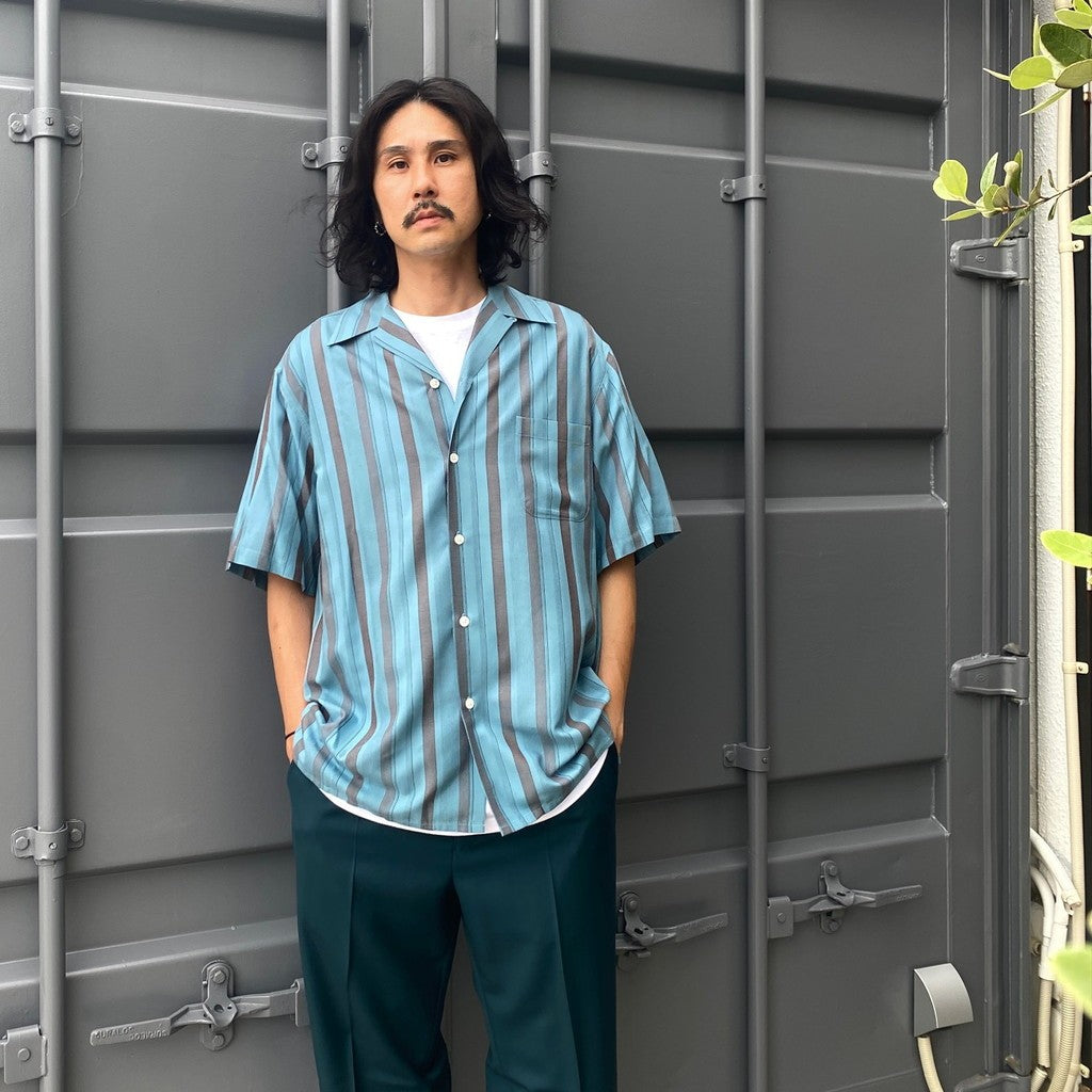 STRIPED OPEN COLLAR SHIRT S/S -TYPE 2- #BLUE [24SS-WMS-OC09]