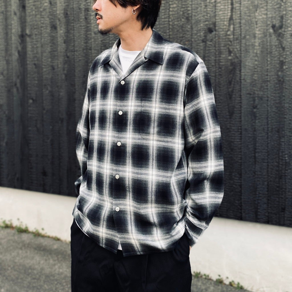 OMBRE CHECK OPEN COLLAR SHIRT L/S ( TYPE-1 ) #GRAY [26SS-WMS-OC11]