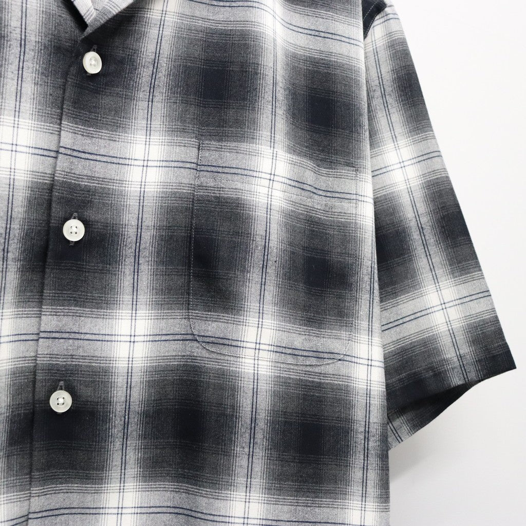 OMBRE CHECK OPEN COLLAR SHIRT S/S ( TYPE-2 ) #GRAY [26SS-WMS-OC10]
