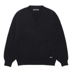 V NECK SWEATER #BLACK [25FW-WMK-KN09]