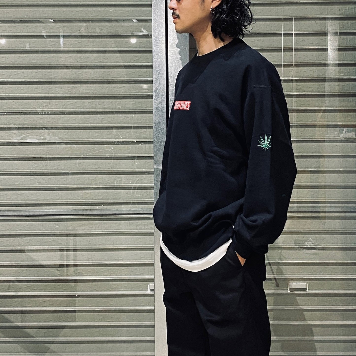 HIGHTIMES | HEAVY WEIGHT CREW NECK SWEAT SHIRT #BLACK [HIGHTIMES-WM-SS16]