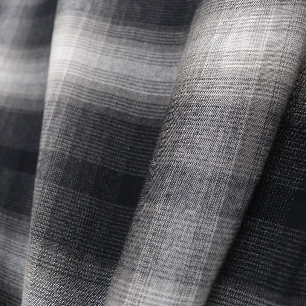 漸層格紋開領襯衫 短袖（TYPE-2）#灰色 [25SS-WMS-OC03]