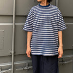 TECH DRAWSTRING MULTI BORDER S/S TEE #NAVY/GRAY [BE-35024]